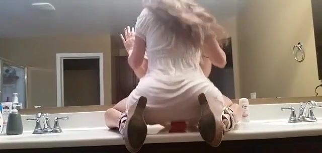 White Dress On A Suction Dildo